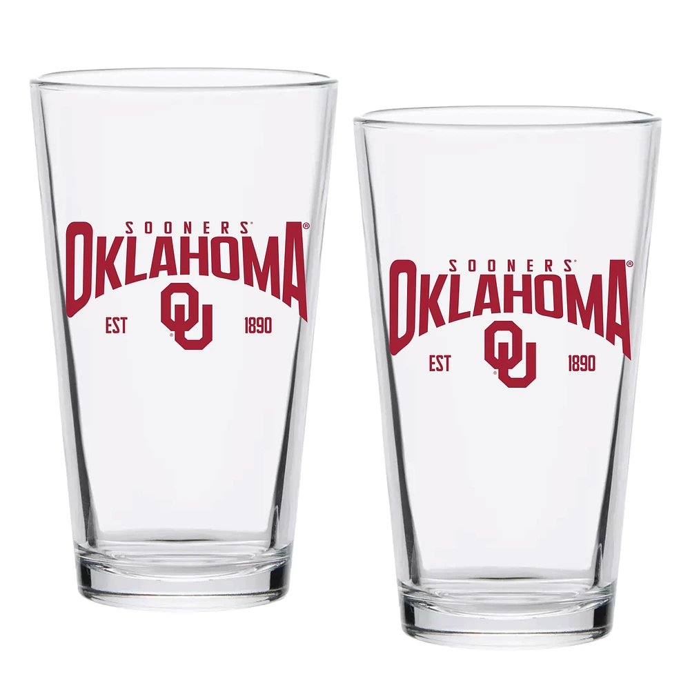 Oklahoma Sooners 16oz. Established Pint Glass Two-Set