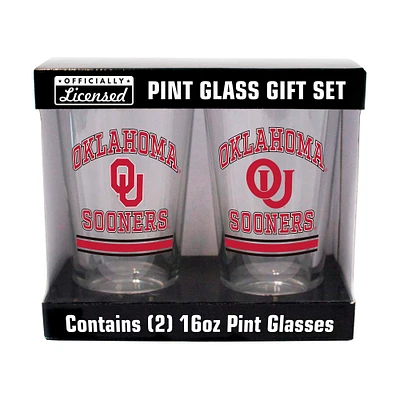 Oklahoma Sooners 16oz. Verre à pinte, paquet de deux