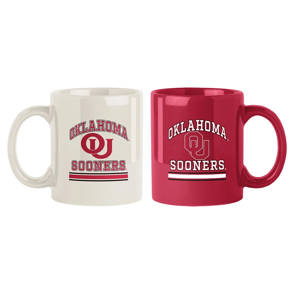 Oklahoma Sooners 2-Pack 15oz. Checkered Wordmark Mug Set