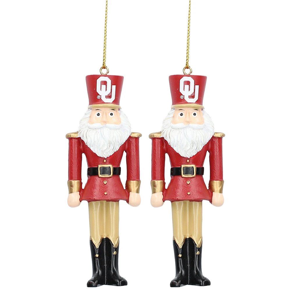 Oklahoma Sooners 2-Pack Santa Nutcracker Ornament Set