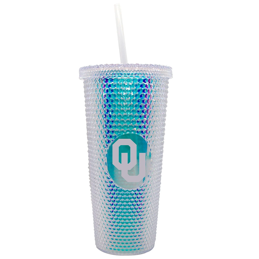 Oklahoma Sooners 24oz. Gobelet de voyage clouté irisé avec paille