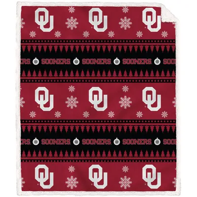 Oklahoma Sooners 60'' x 70'' Holiday Gift Wrap Sherpa Flannel Fleece Blanket