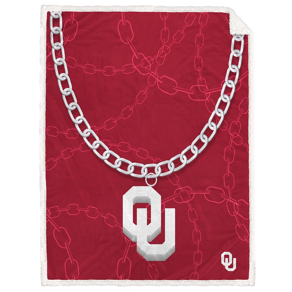 Oklahoma Sooners 60'' x 80'' Couverture Sherpa en flanelle à chaîne en éventail