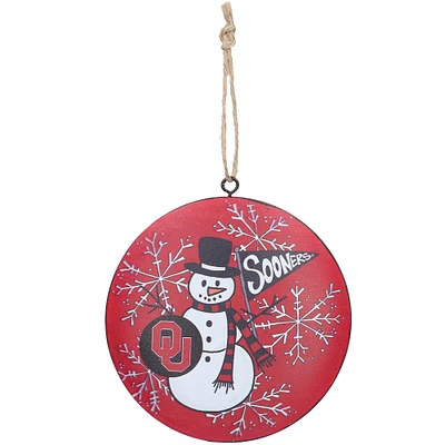 Oklahoma Sooners Metal Snowman Ornament