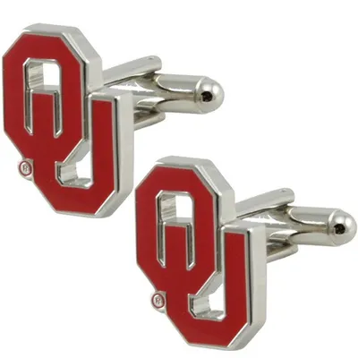 Oklahoma Sooners Silvertone Team Logo Cufflinks