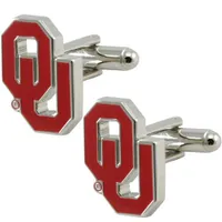 Oklahoma Sooners Silvertone Team Logo Cufflinks