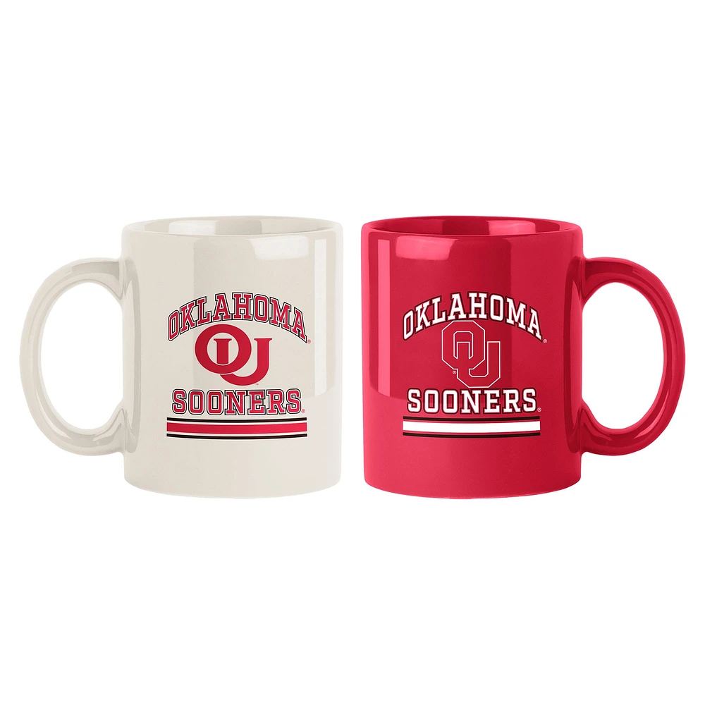 Lot de deux tasses colorées de 15 oz des Sooners de l'Oklahoma