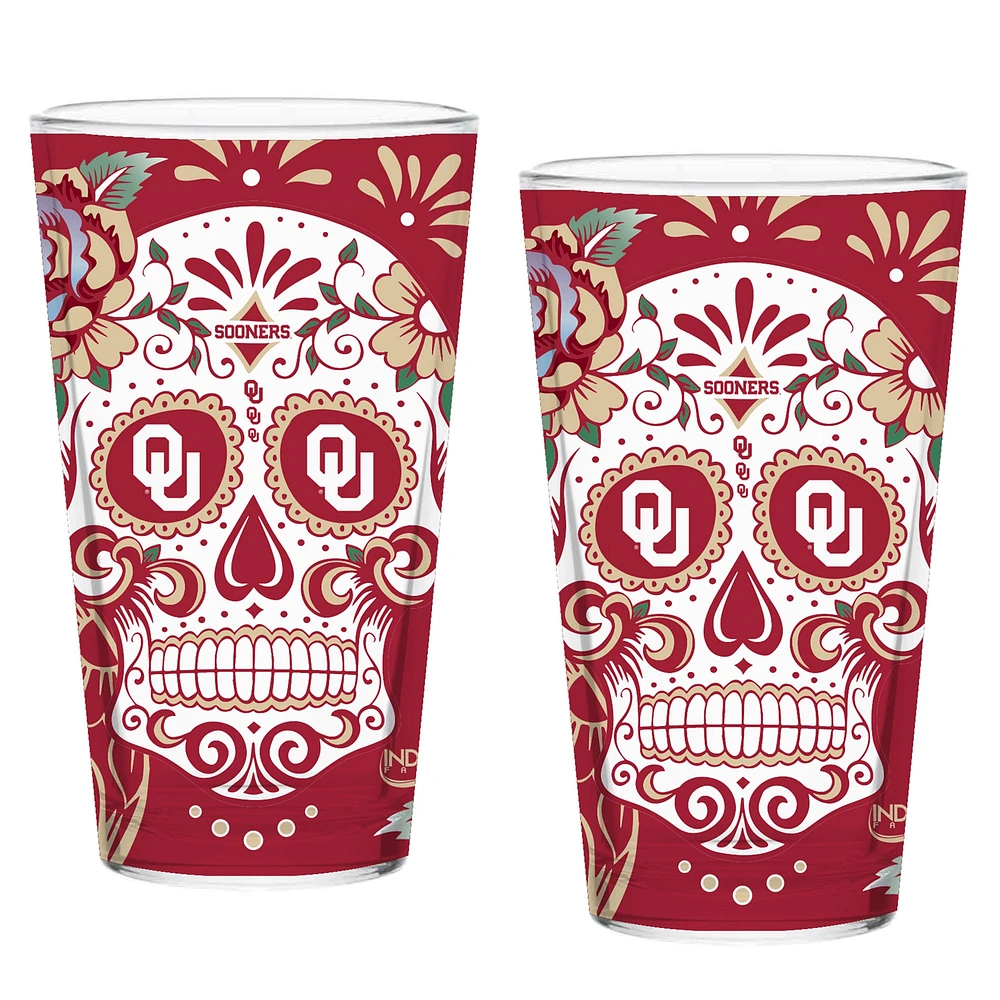 Oklahoma Sooners Two-Pack 16oz. Dia De Los Muertos Pint Glass Set