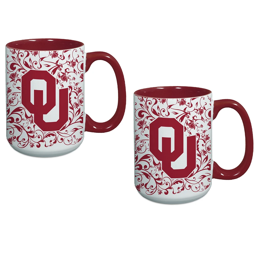 Oklahoma Sooners Two-Pack Floral Mug Set