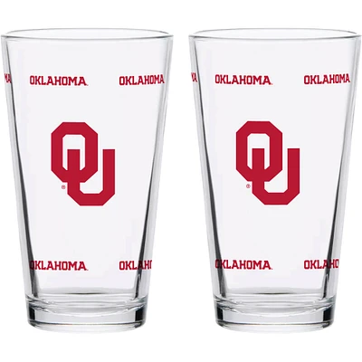 Oklahoma Sooners Two-Pack Knockout 16oz. Pint Glass Set