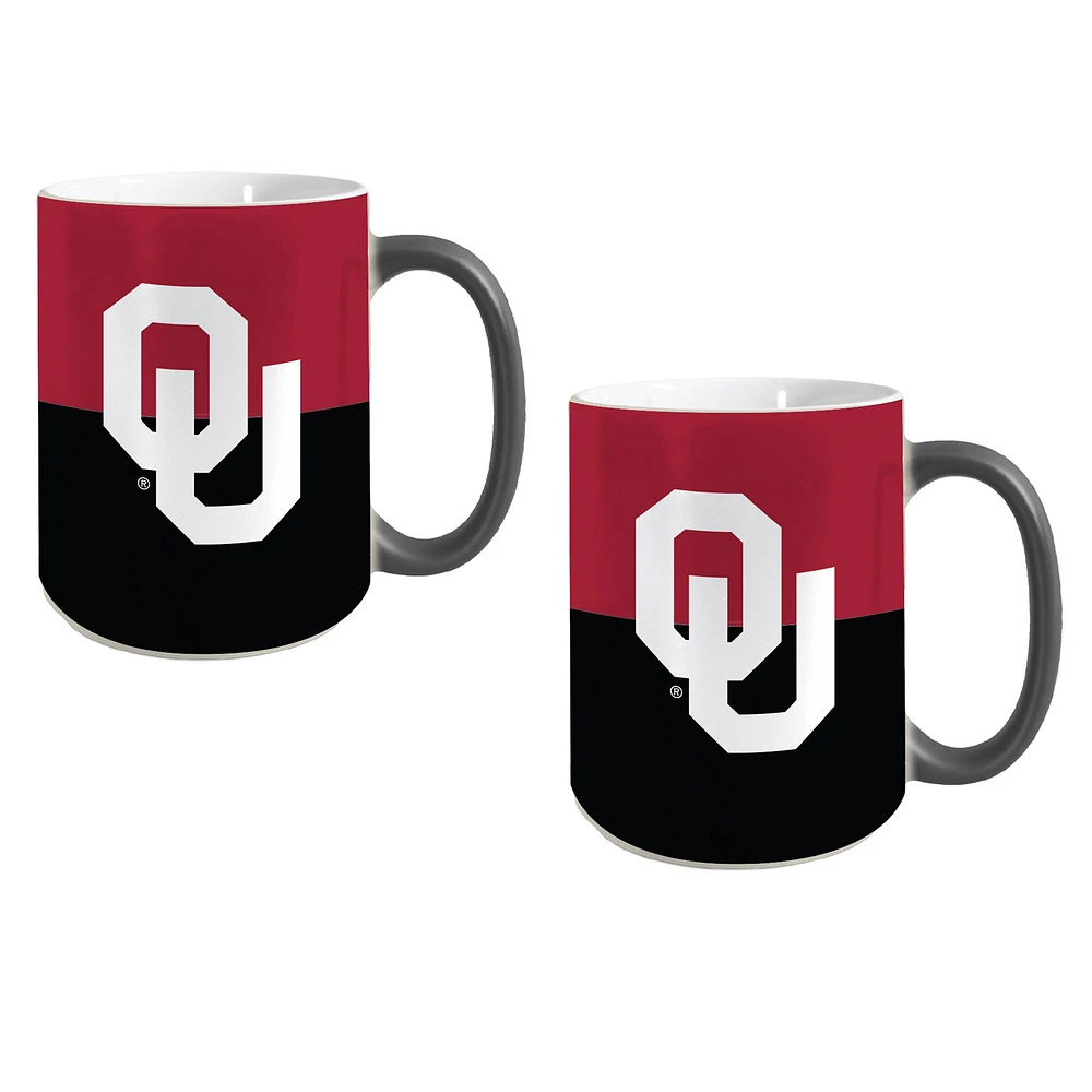 Oklahoma Sooners Two-Pack Reveal Mug Set