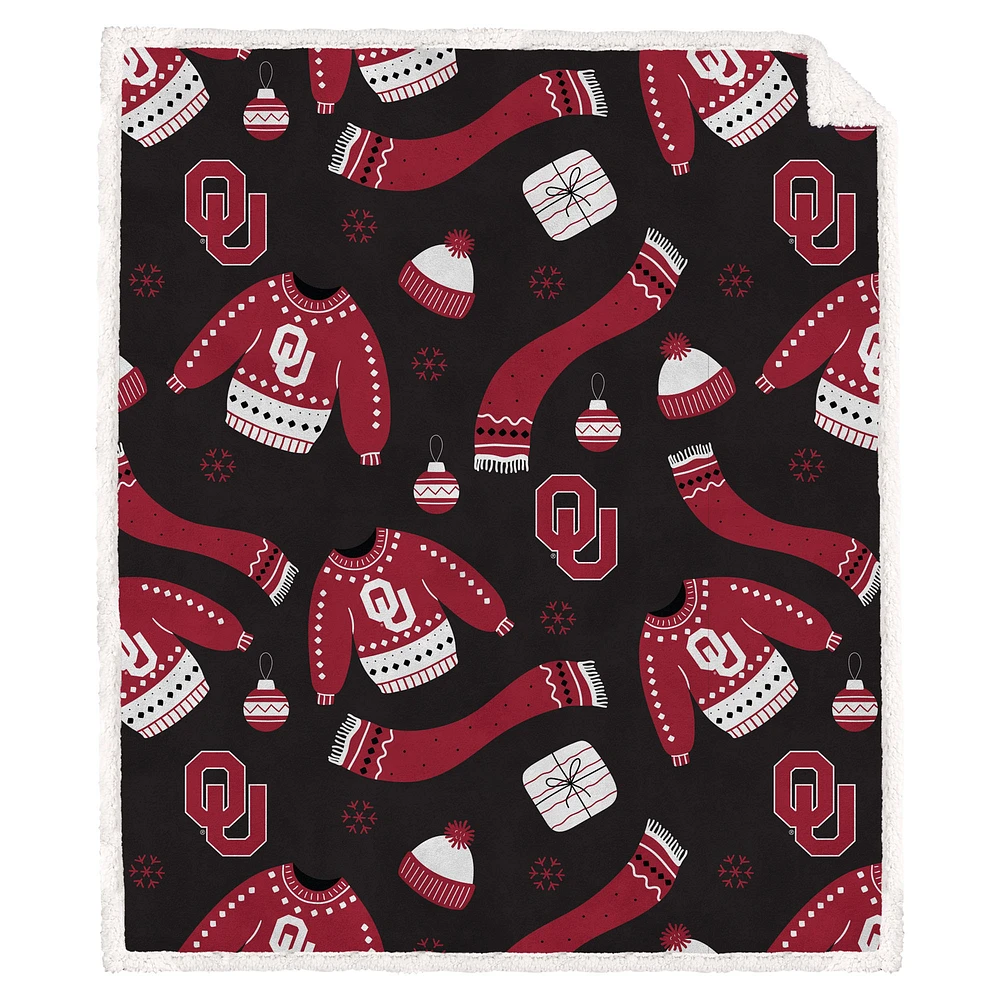 Pegasus Oklahoma Sooners 60" x 70" Couverture Sherpa en flanelle polaire pull laid