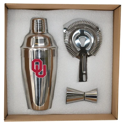 The Memory Company Oklahoma Sooners Ensemble shaker, passoire et doseur en acier inoxydable