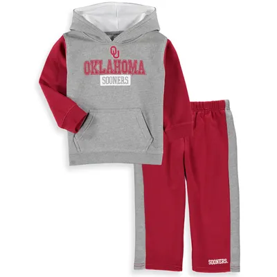 Oklahoma Sooners Colosseum Toddler Back To School Fleece Hoodie And Pant Set - Heathered Gray/Crimson