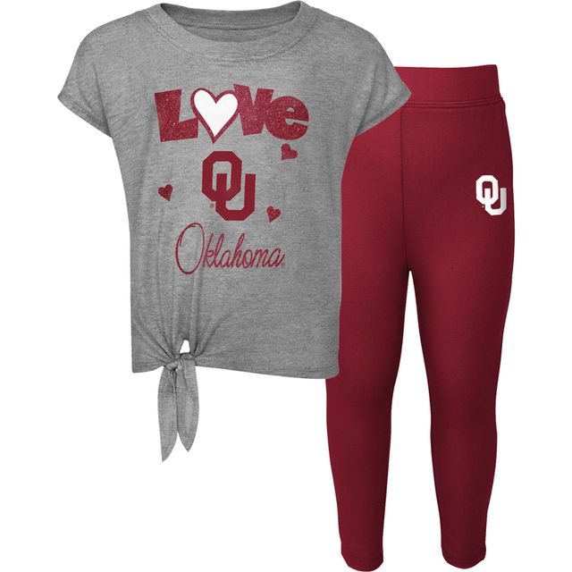 Ensemble t-shirt et legging Oklahoma Sooners Forever Love Team gris chiné/cramoisi pour tout-petit