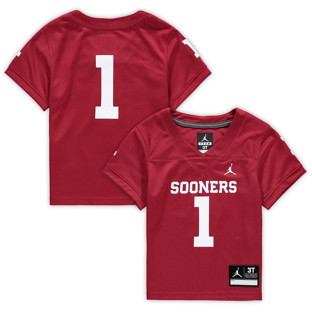 Toddler Jordan Brand #1 Crimson Oklahoma Sooners Untouchable Football Jersey