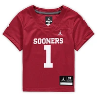 Enfant en bas âge Jordan Brand # 1 Crimson Oklahoma Sooners Maillot de football intouchable