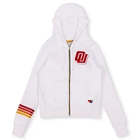 Sweat à capuche unisexe fermeture éclair intégrale Aviator Nation White Oklahoma Sooners Tri-Blend