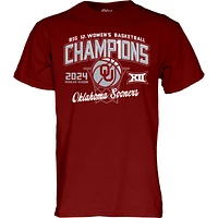 T-shirt unisexe bleu 84 Crimson Oklahoma Sooners 2024 Big 12 Champions de la saison régulière basket-ball féminin