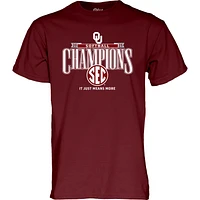 Unisex Blue 84 Crimson Oklahoma Sooners 2025 SEC Softball Regular Season Champions T-Shirt