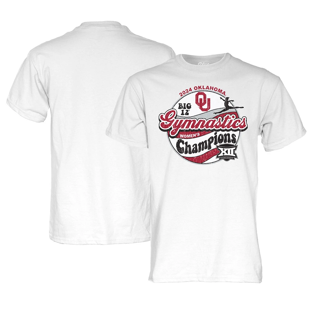 T-shirt unisexe bleu 84 blanc Oklahoma Sooners 2024 Big 12 champions de gymnastique pour femmes