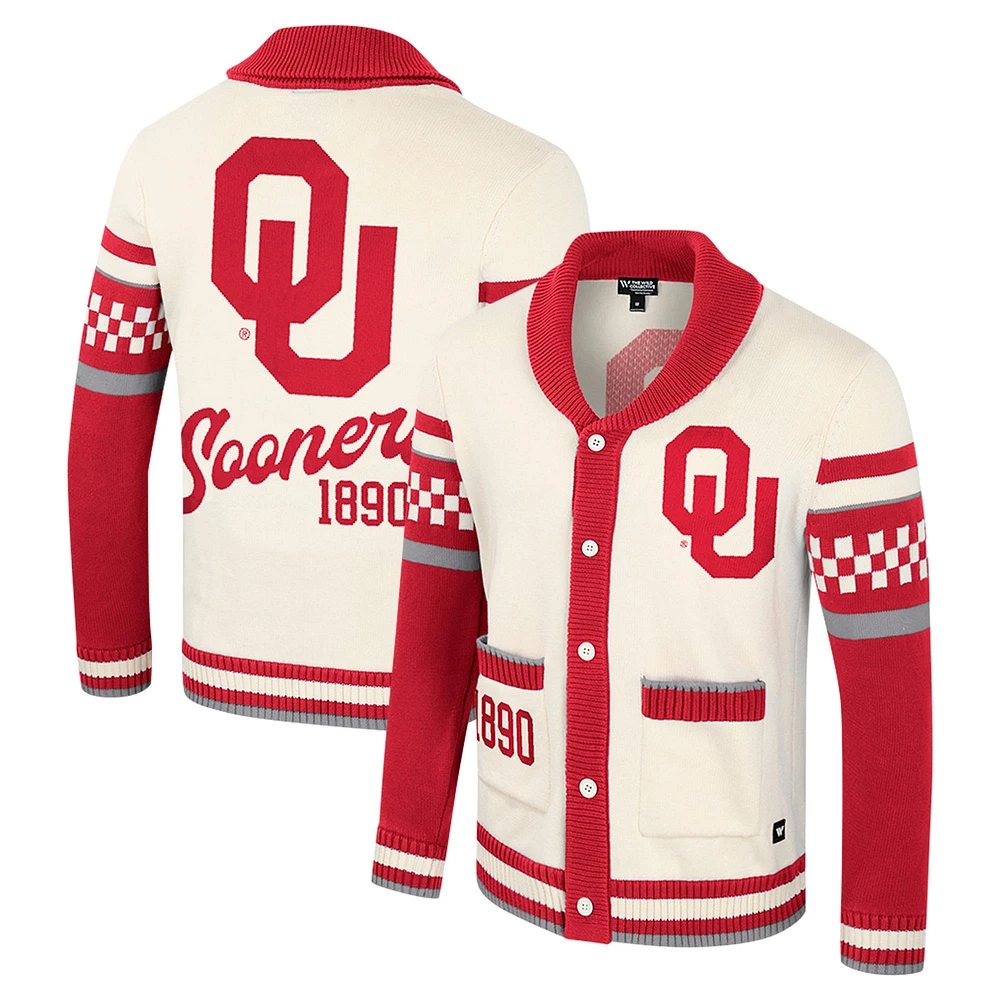 Pull jacquard boutonné unisexe Colosseum Cream Oklahoma Sooners Wild Collective