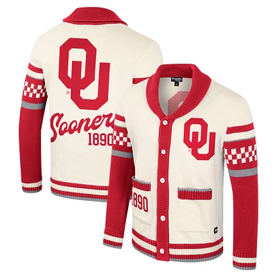 Unisex Colosseum Cream Oklahoma Sooners Wild Collective Button-Up Jacquard Sweater