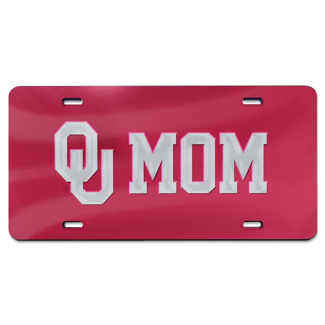 WinCraft Crimson Oklahoma Sooners Mom Plaque d'immatriculation en acrylique découpée au laser