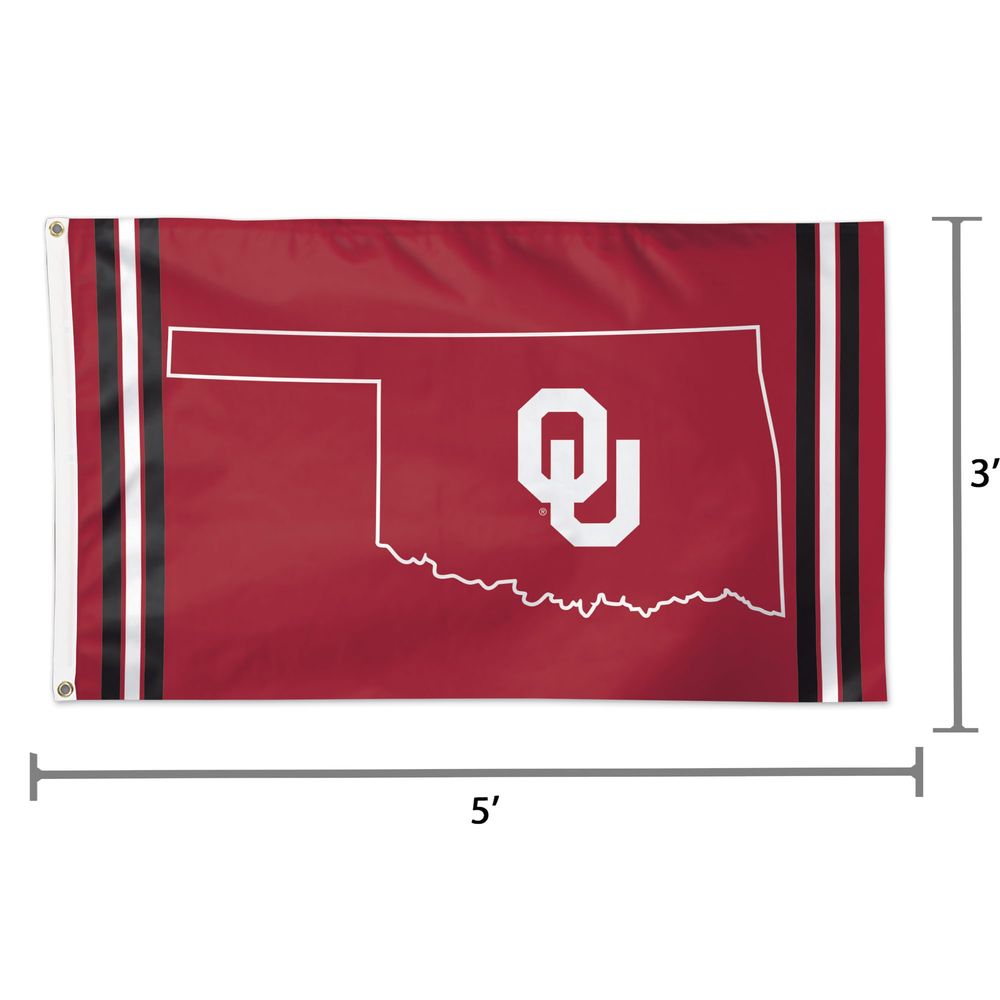 WinCraft Oklahoma Sooners 3' x 5' Deluxe State Shape Design Single-Sided Flag