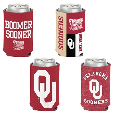 WinCraft Oklahoma Sooners, paquet de 4, 12 oz. Ensemble refroidisseur de canettes