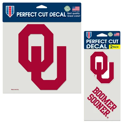 Lot de trois feuilles de décalcomanies à découpe parfaite WinCraft Oklahoma Sooners