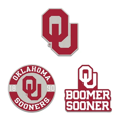 Ensemble de pin de collection WinCraft Oklahoma Sooners en trois pièces