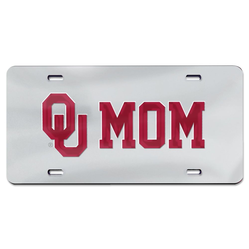 WinCraft Silver Oklahoma Sooners Mom Laser Cut Acrylic License Plate