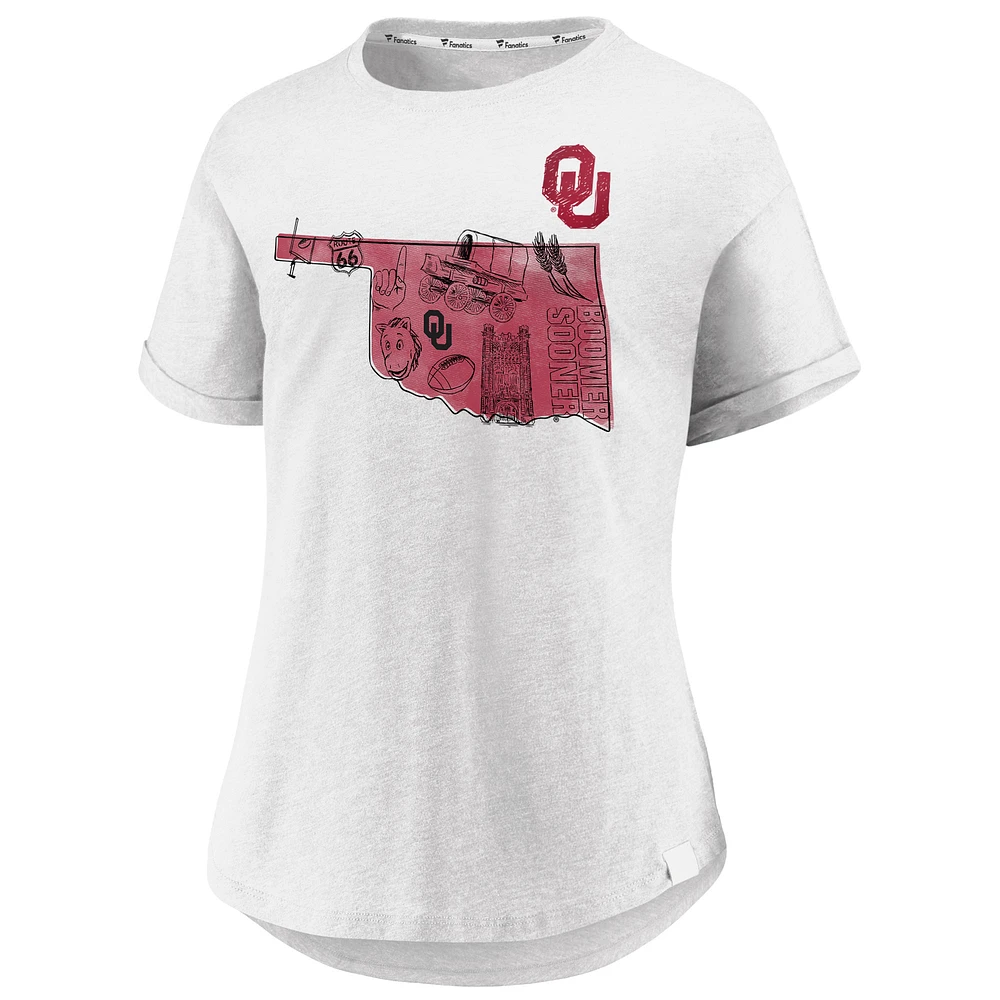 Women's Fanatics  White Oklahoma Sooners True Classics Hometown Tacked Sleeve T-Shirt