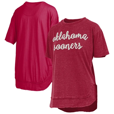 Women's Pressbox  Crimson Oklahoma Sooners Poncho T-Shirt