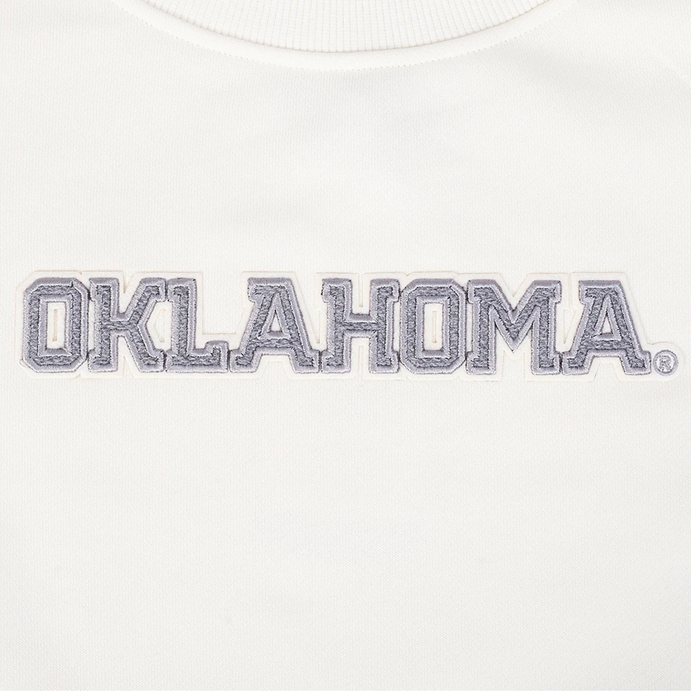 Women's Pro Standard Cream Oklahoma Sooners French Terry Boxy Cropped Pullover Crewneck