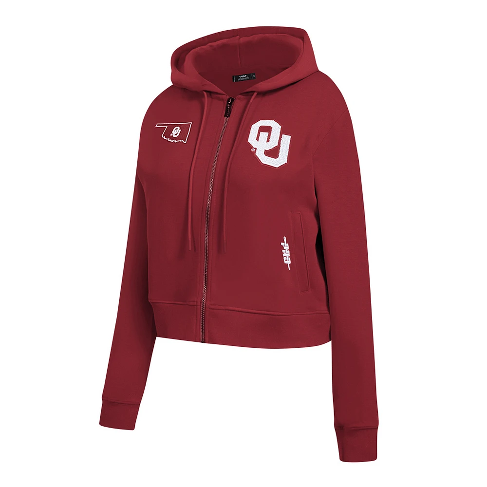 Women's Pro Standard Crimson Oklahoma Sooners Game Day Sequin Full-Zip Hooded Jacket