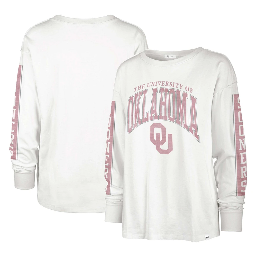 T-shirt à manches longues '47 Cream Oklahoma Sooners Statement SOA 3-Hit pour femmes