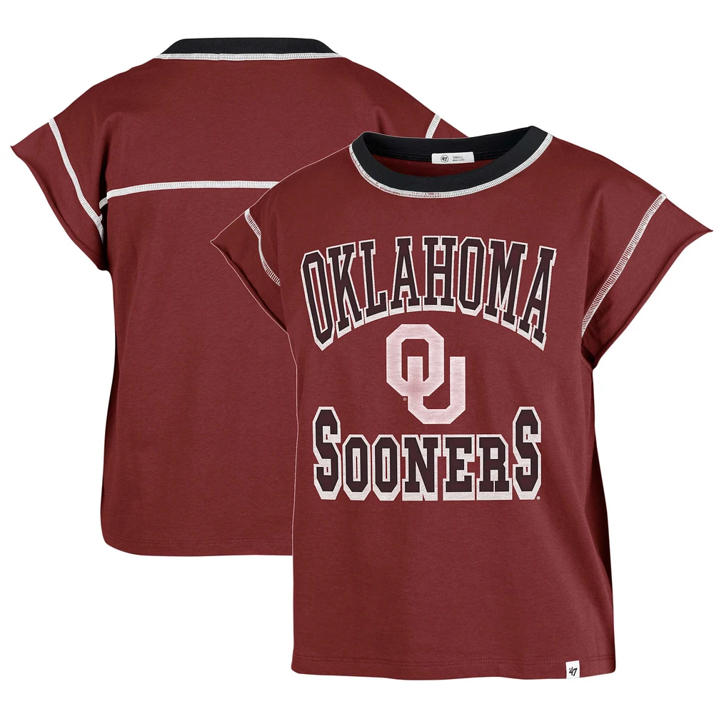 T-shirt pour femme '47 Crimson Oklahoma Sooners Sound Up Maya Cutoff