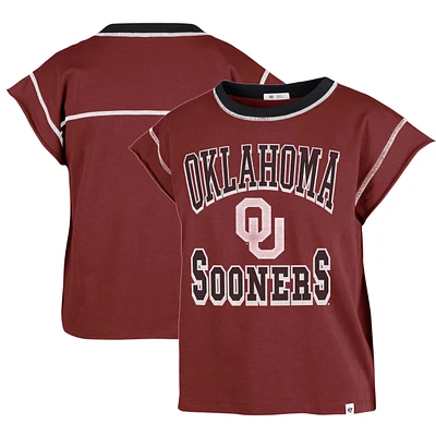 Women's '47 Crimson Oklahoma Sooners Sound Up Maya Cutoff T-Shirt