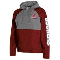 Women's Champion Crimson Oklahoma Sooners Colorblocked Packable Raglan Half-Zip Hoodie Jacket