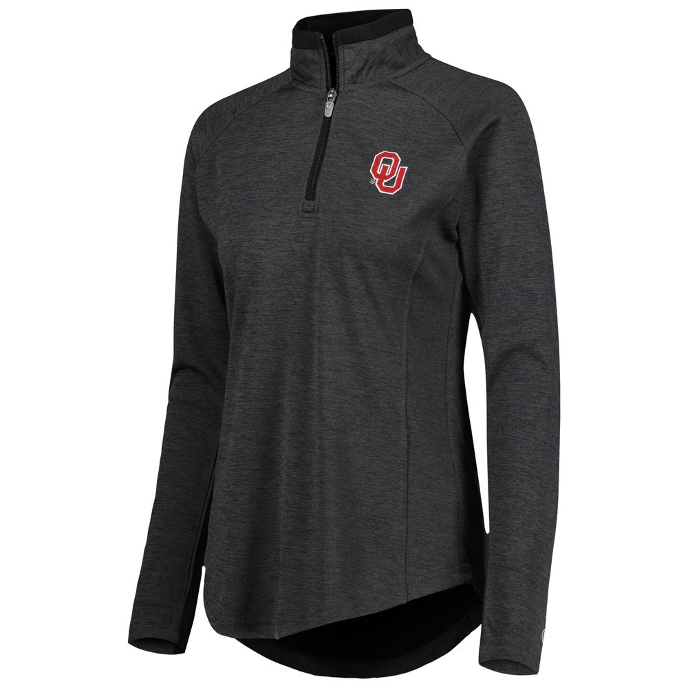 Women's Champion Heathered Black Oklahoma Sooners Core Raglan Quarter-Zip Jacket