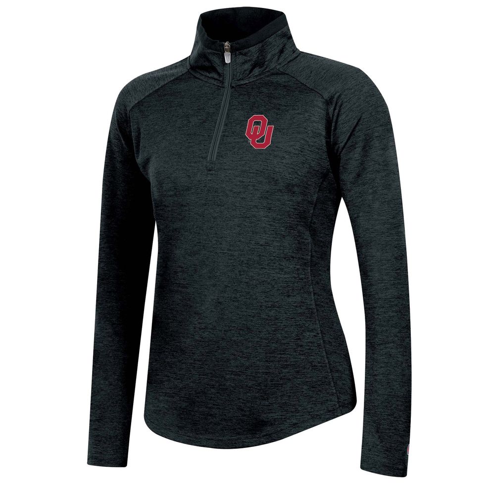 Women's Champion Heathered Black Oklahoma Sooners Core Raglan Quarter-Zip Jacket