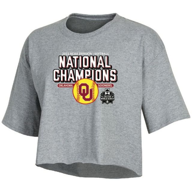 Championne des femmes gris chiné Oklahoma Sooners 2022 NCAA Softball Women's College World Series Champions Locker Room Boyfriend T-shirt court