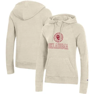 Oklahoma Sooners Champion Women's College Seal Pullover Hoodie - Heathered Oatmeal