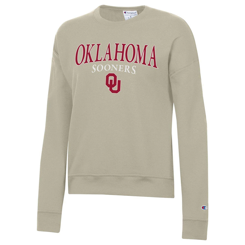 Women's Champion Tan Oklahoma Sooners Powerblend Pullover Sweatshirt