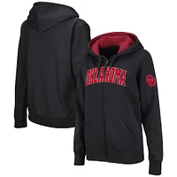 Sweat à capuche entièrement zippé pour femmes Colosseum Black Oklahoma Sooners Arched Name