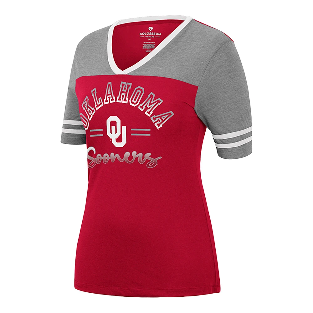 Colisée Crimson/Heathered Grey Oklahoma Sooners There You Are T-shirt à encolure en V pour femme