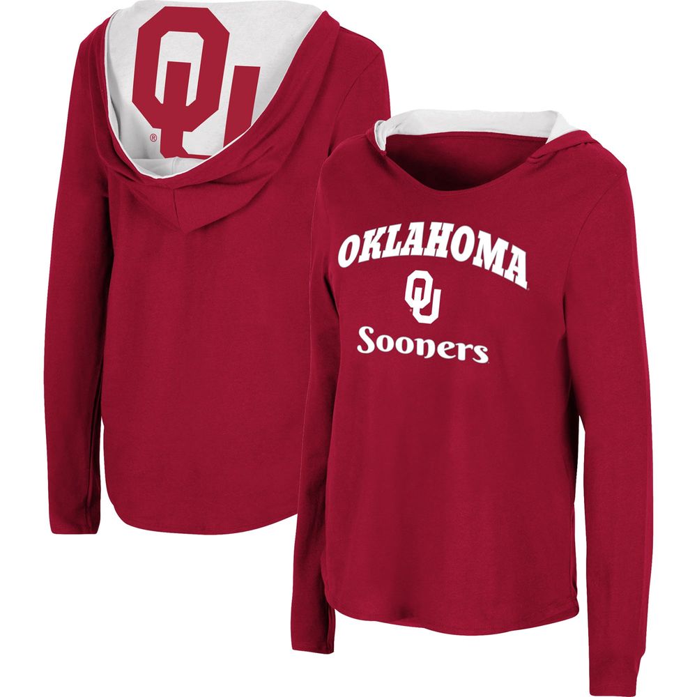 Women's Colosseum Crimson Oklahoma Sooners Catalina Hoodie Long Sleeve T-Shirt