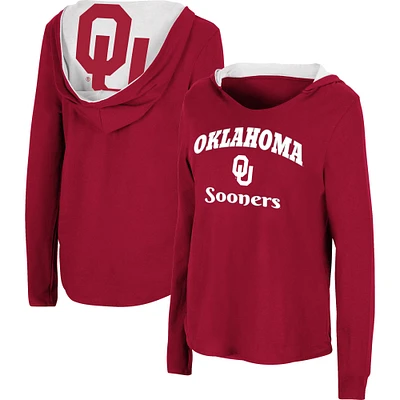 Colosseum Crimson Oklahoma Sooners Catalina Sweat à capuche T-shirt manches longues pour femme